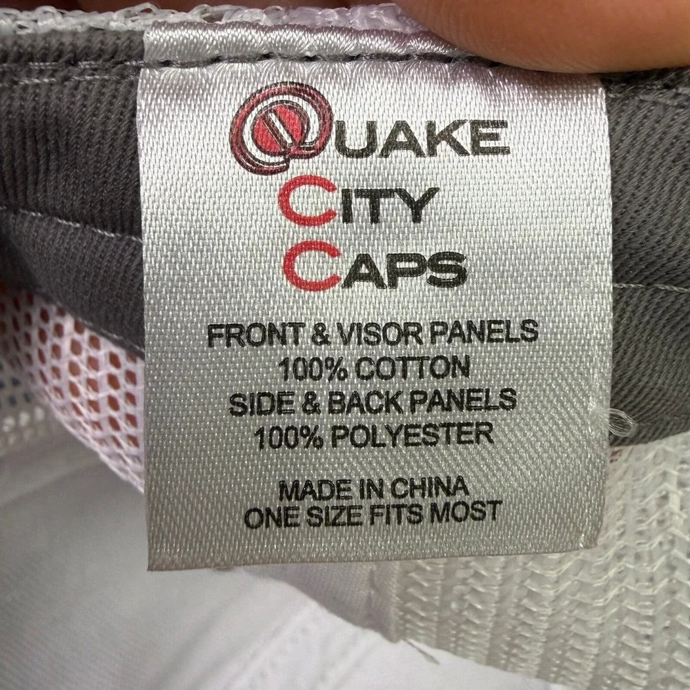 Edward Jones Quake City Caps Grey White Trucker Hat Snapback Mesh Logo Cap